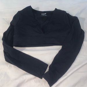 Black Garage Long Sleeve Crop Top